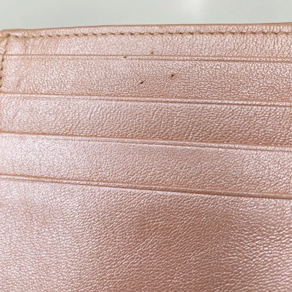 Vintage Louis Fontaine Leather Wallet Braided Accent Pale‎ Pink Fold Over